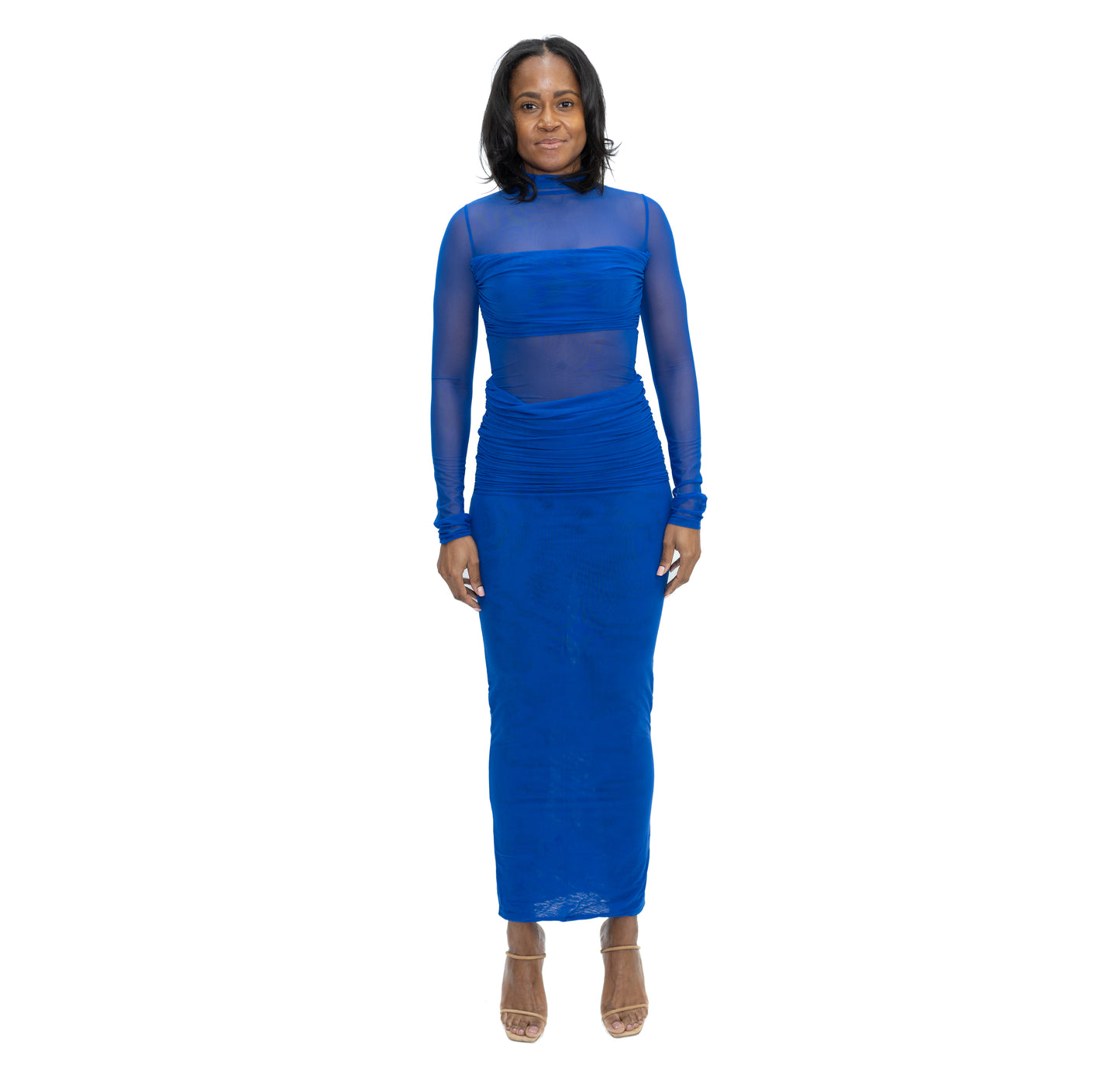 blue mesh womens dress