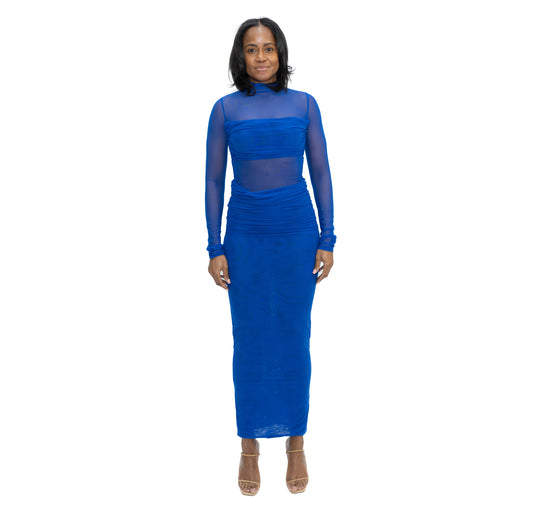 blue mesh womens dress